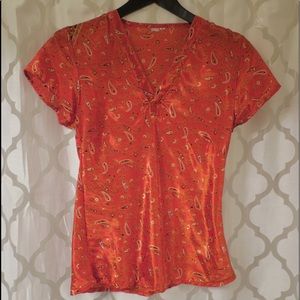 Orange Silk Paisley Top