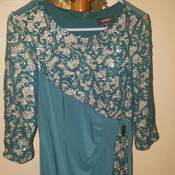 R&M Richards emerald green sequins dress - Picture 3 of 8