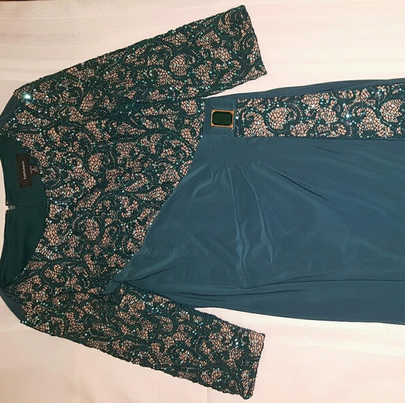 R&M Richards emerald green sequins dress - Picture 5 of 8