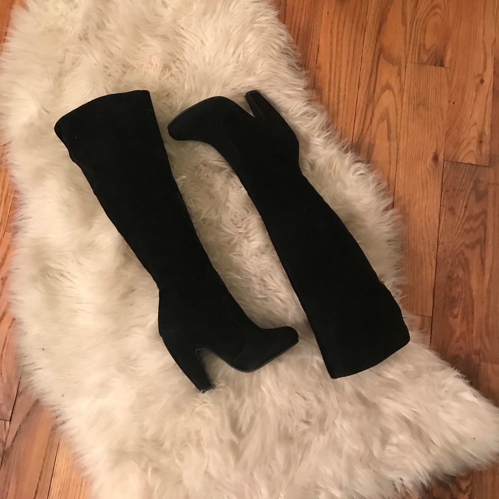 Black Suede Heeled Boots
