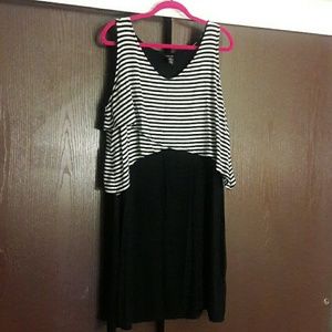 Black and white stripe maxi dress