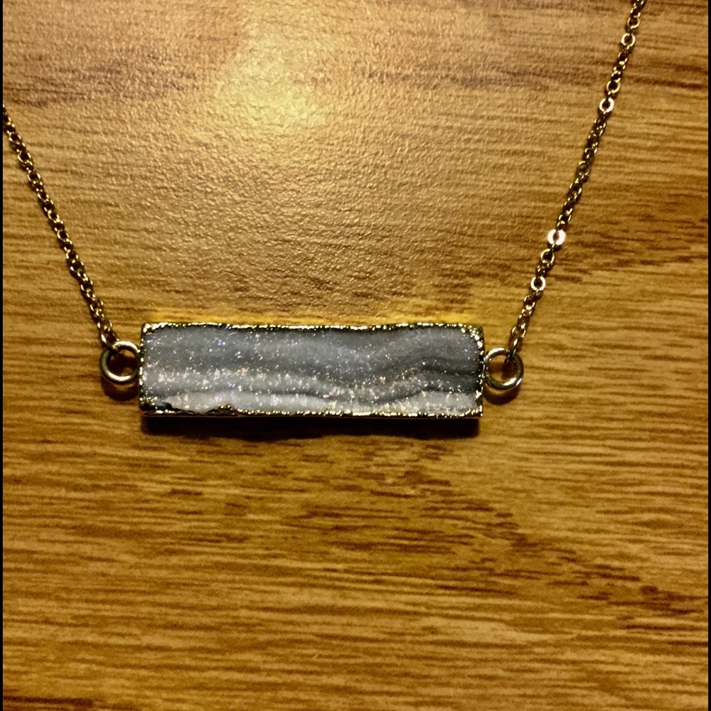Silver & Grey Geode Necklace