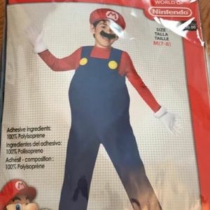 Mario costume size small adult and size 7/8 kids