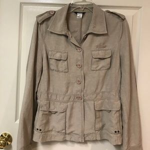 J Crew Silk/ Linen Tan Jacket Size Large