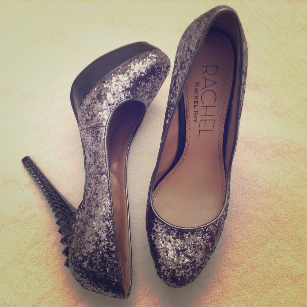 Rachel Roy pewter glitter stud party platform