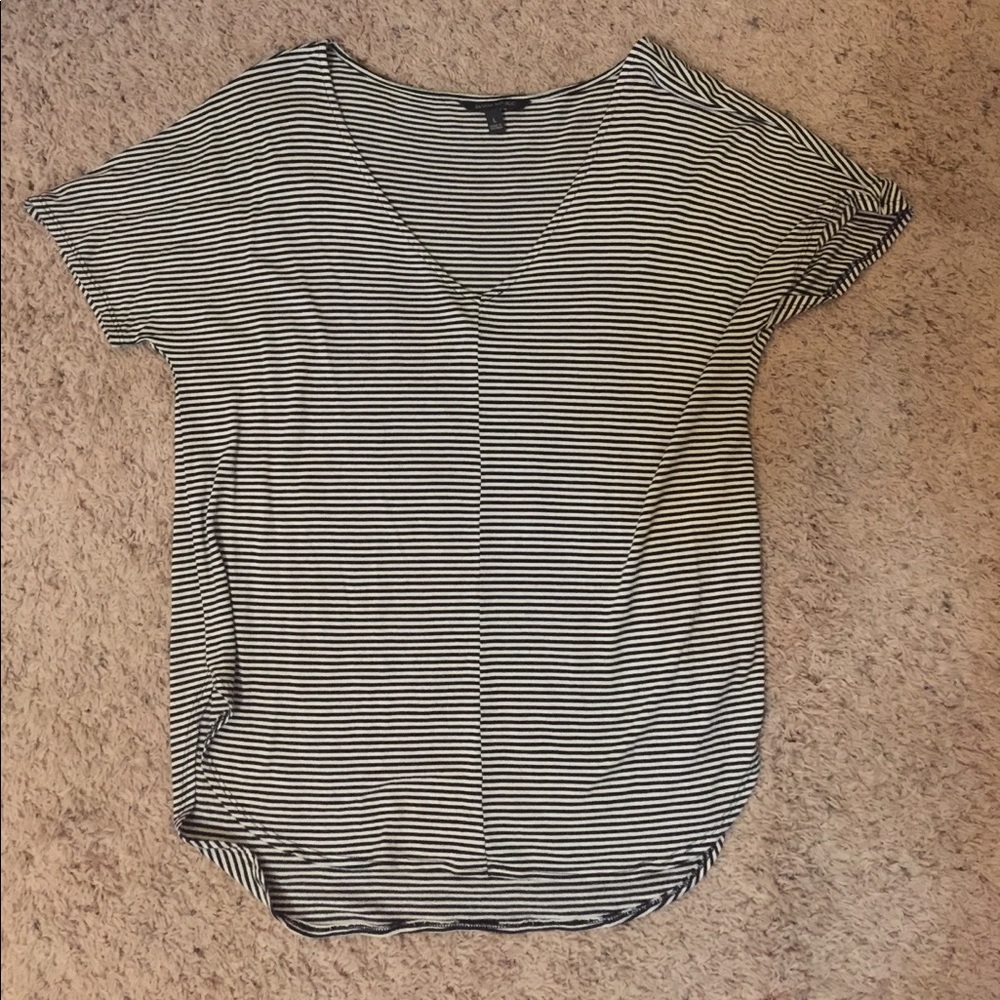 Black and white stripped cap sleeve top