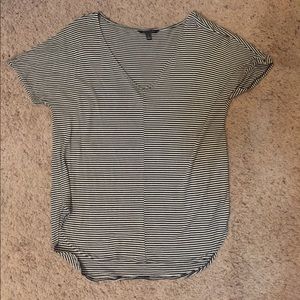 Black and white stripped cap sleeve top