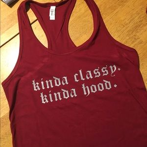Maroon kinda. Classy kinda hood racerback tank
