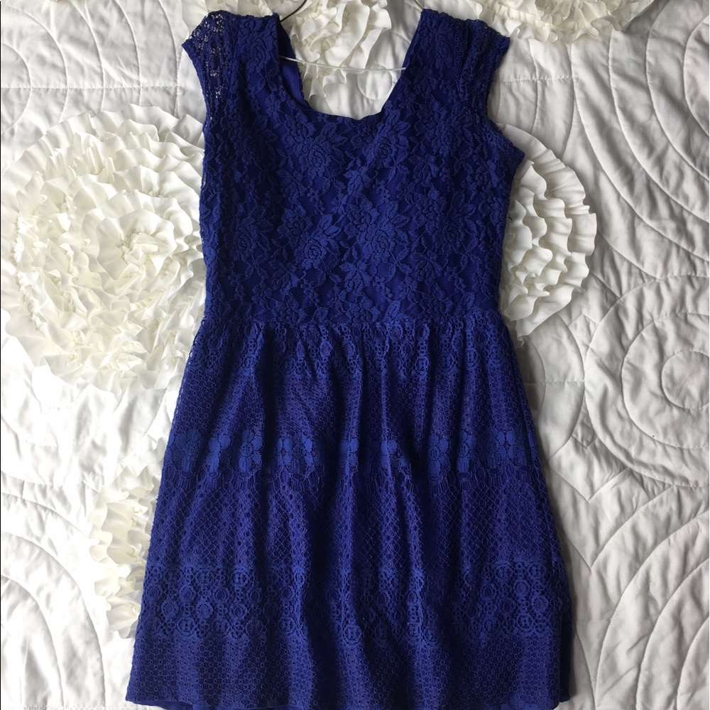 Bright cobalt blue lace dress large