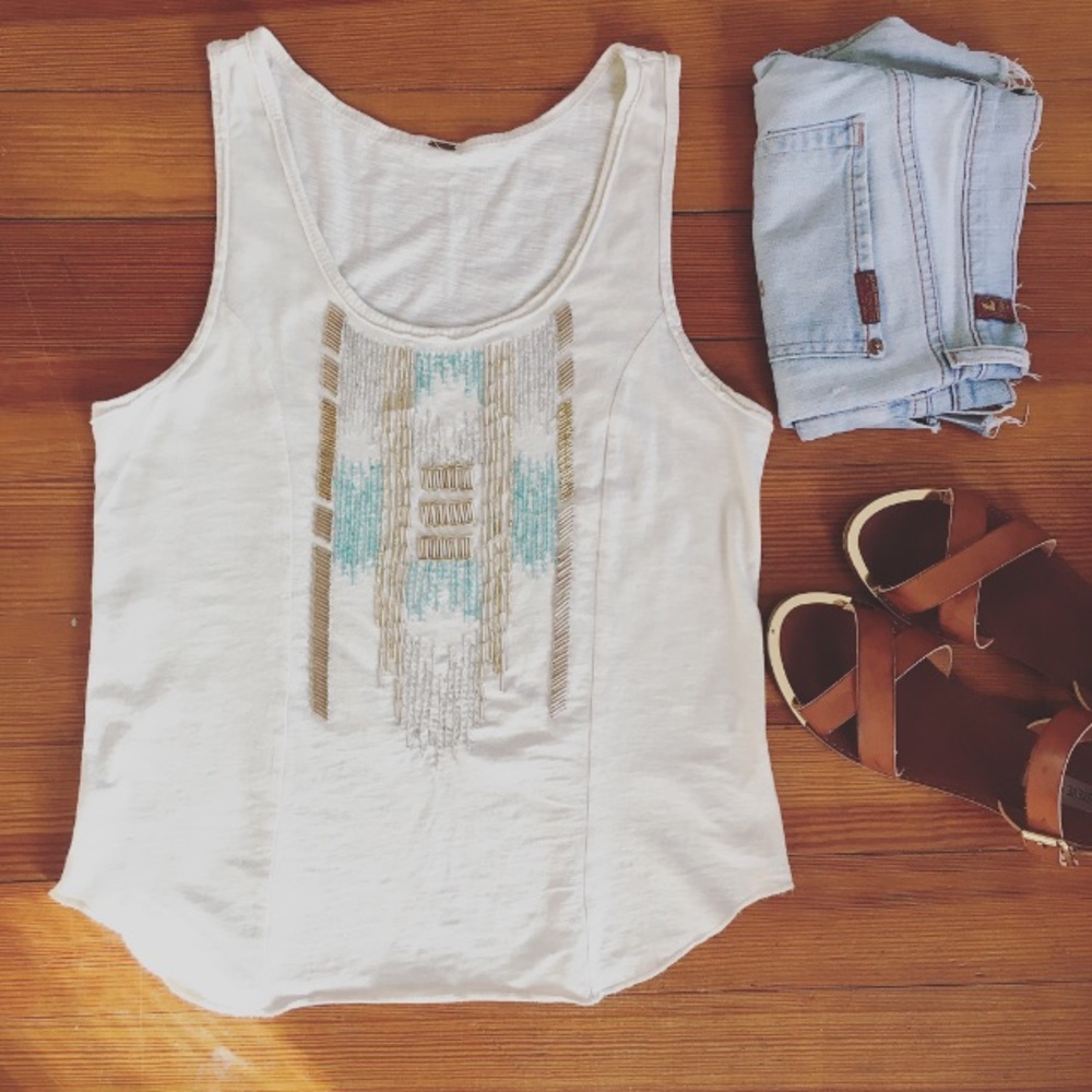 Free People beaded tank top - small