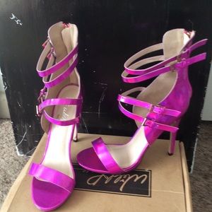Hot pink metallic heels
