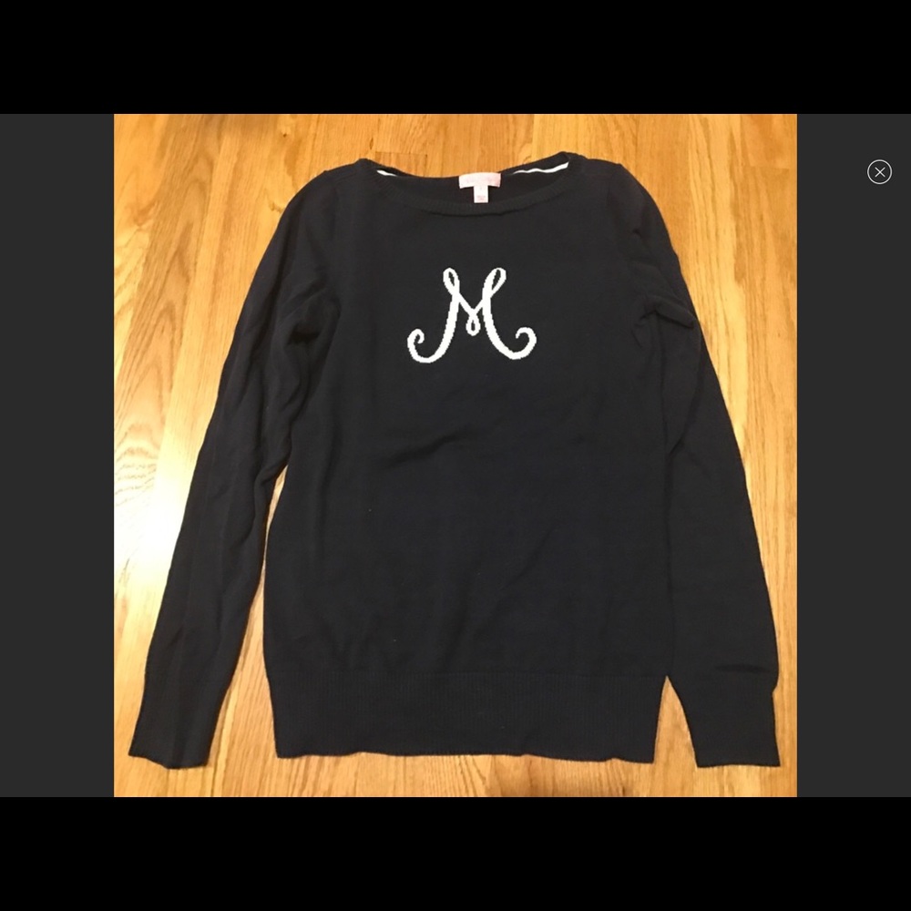 Navy blue monogrammed "M" sweater, Lilly Pulitzer