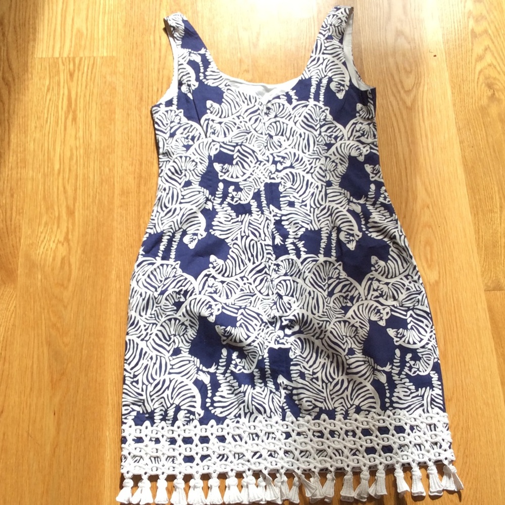 Blue and white zebra sleeveless dress