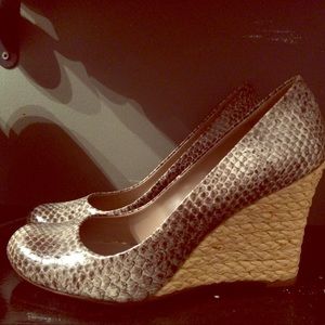 Snakeskin wedges.