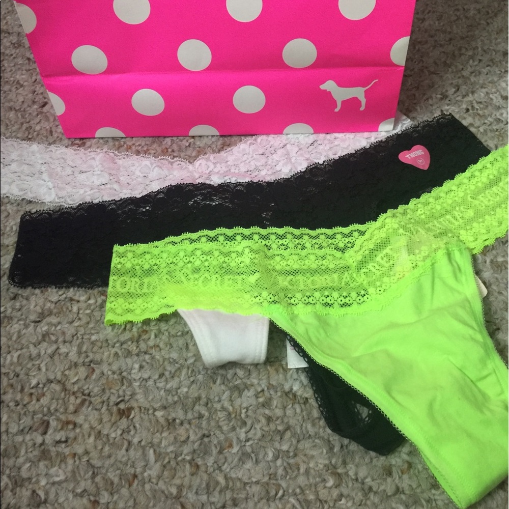 Victoria Secret & Pink Thongs Sz L New