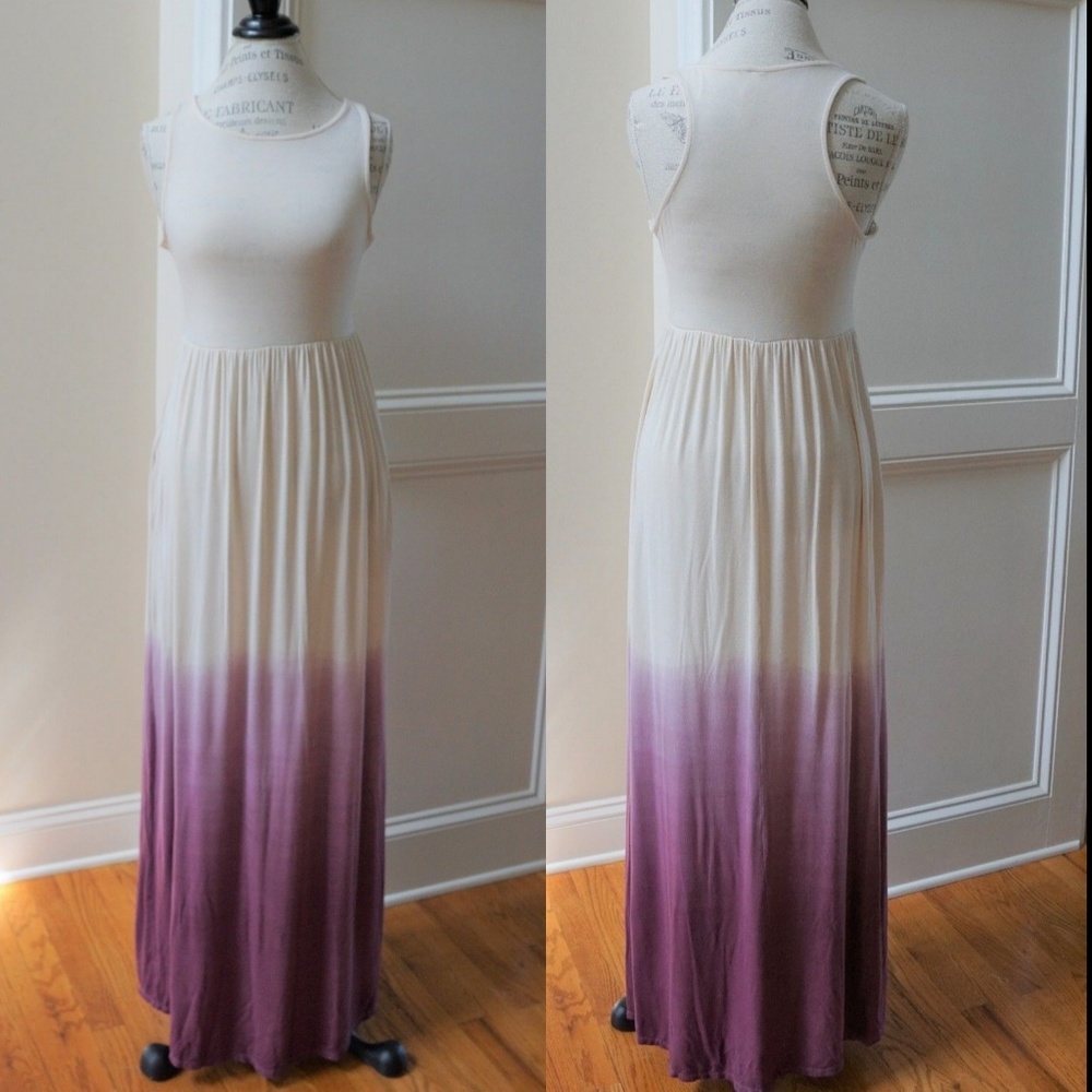 Ivory wine dip dye ombre maxi dress new - Picture 7 of 8