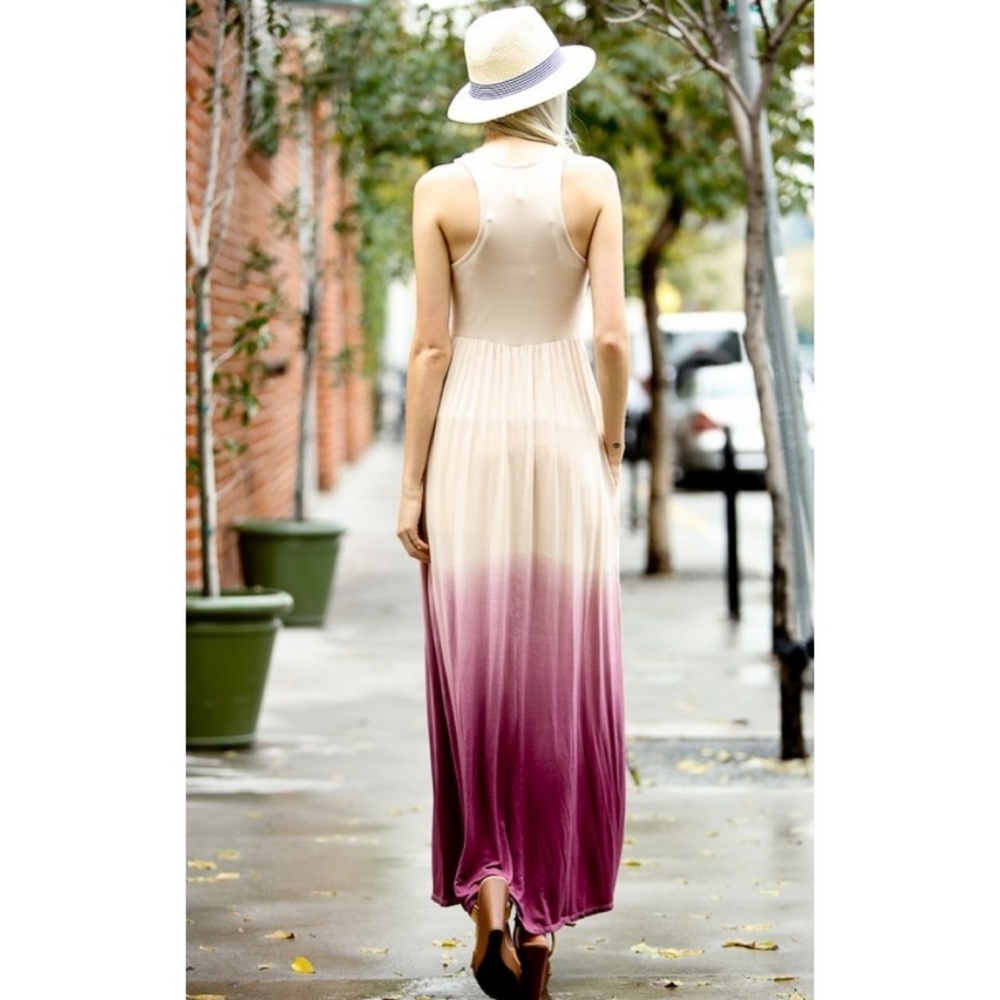 Ivory wine dip dye ombre maxi dress new - Picture 6 of 8