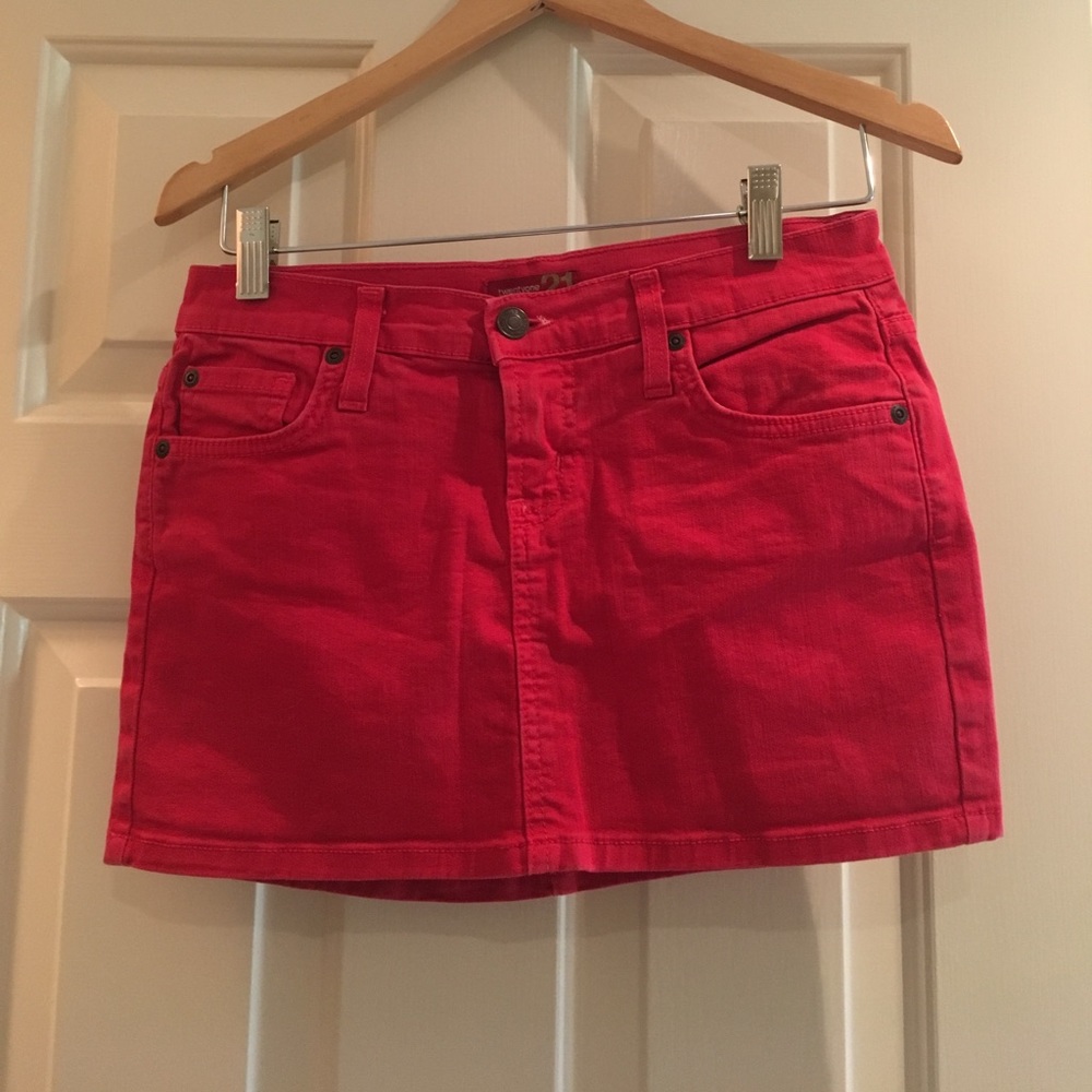 Red denim mini skirt size S