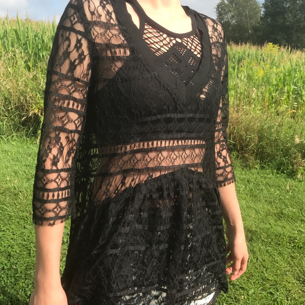 Lace Gothic High Low Dress Top