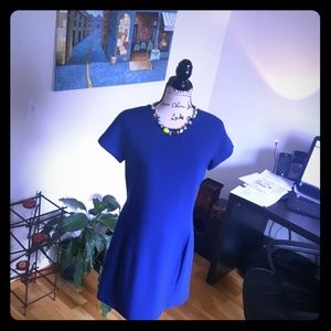 J. Crew midcentury design Brunswick blue wool dress