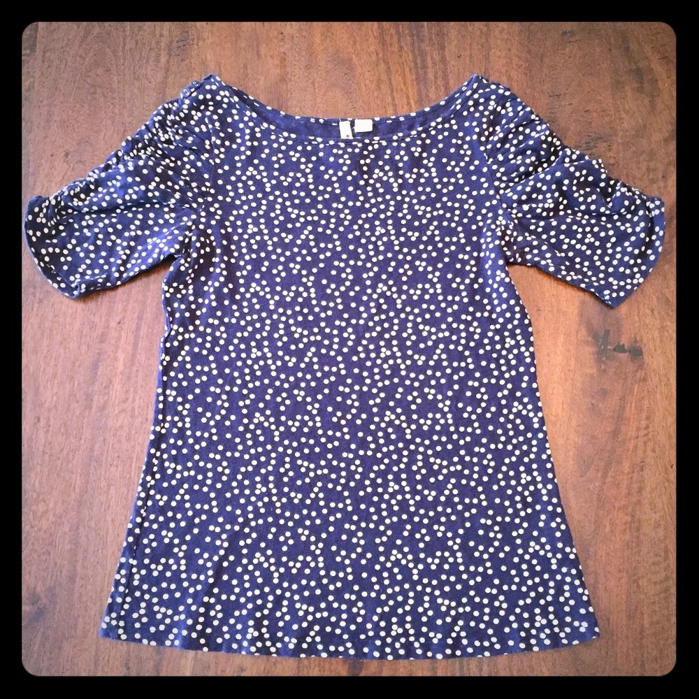 💵⬇️ HP 🎉 Anthro "Little Yellow Button" Navy Top