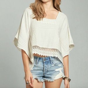 NWT A&F white/ivory boxy flowy cropped top