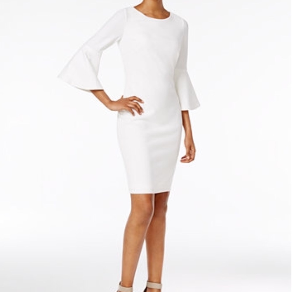 Calvin Klein white dress gold zipper