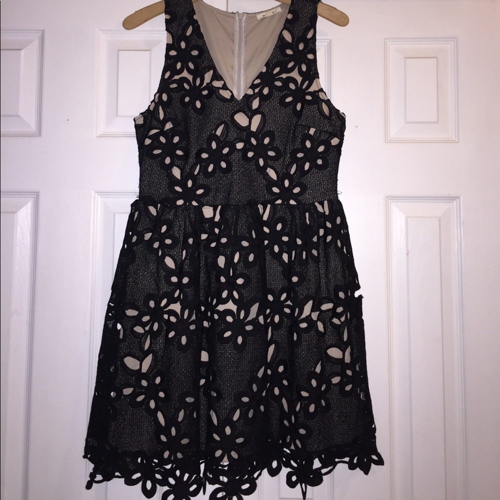 Black and nude cocktail dress