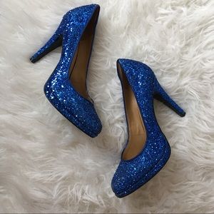 Glittering Blue Heels