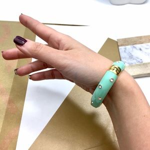 J.Crew Teal Bracelet with inset Rhinestones & Gold