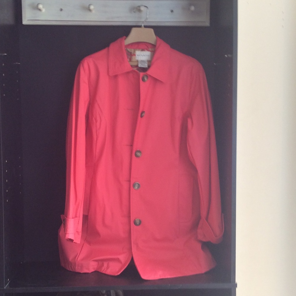 pink rain jacket