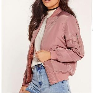 F21 Pink Satin Bomber Jacket