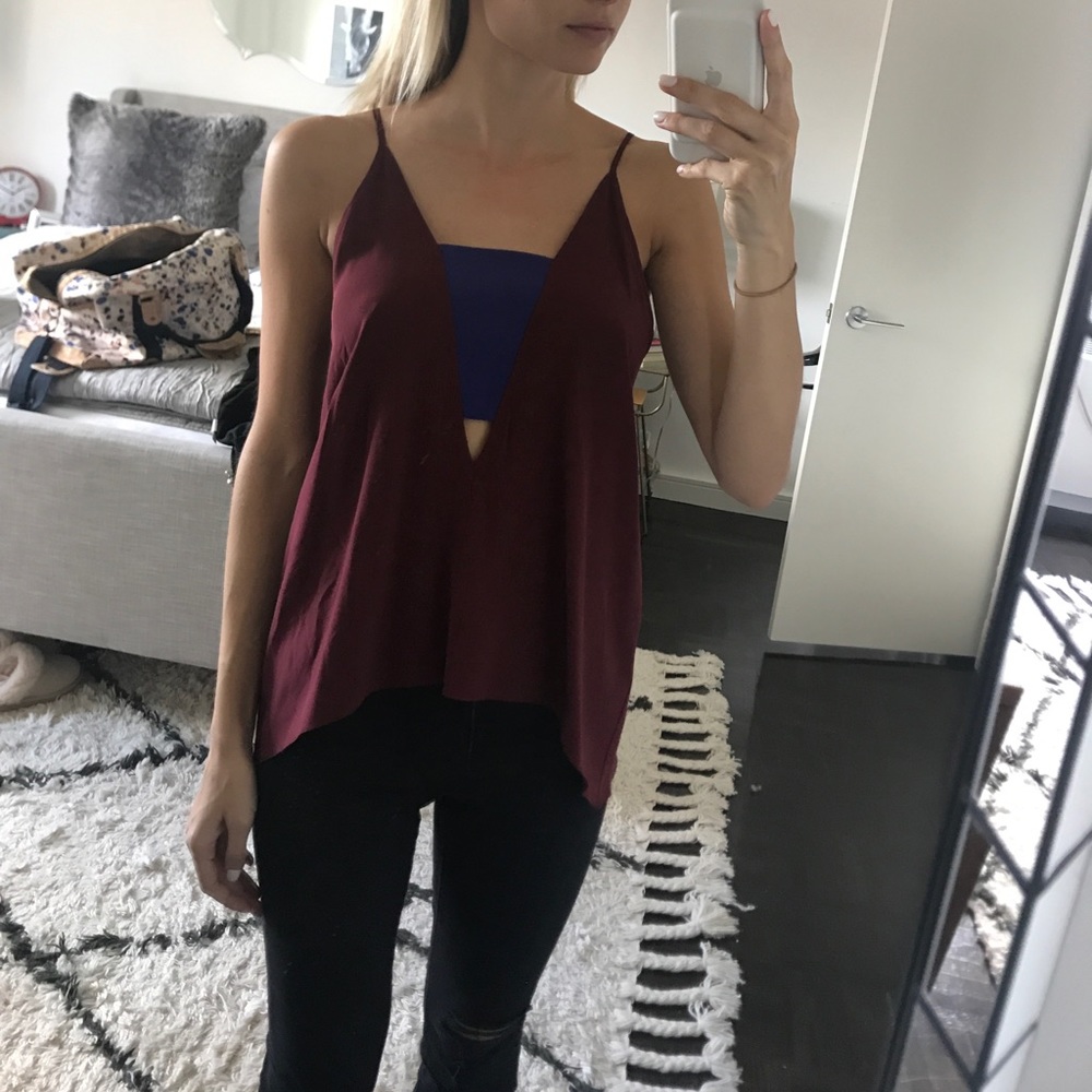 Burgundy Color blocking camisole