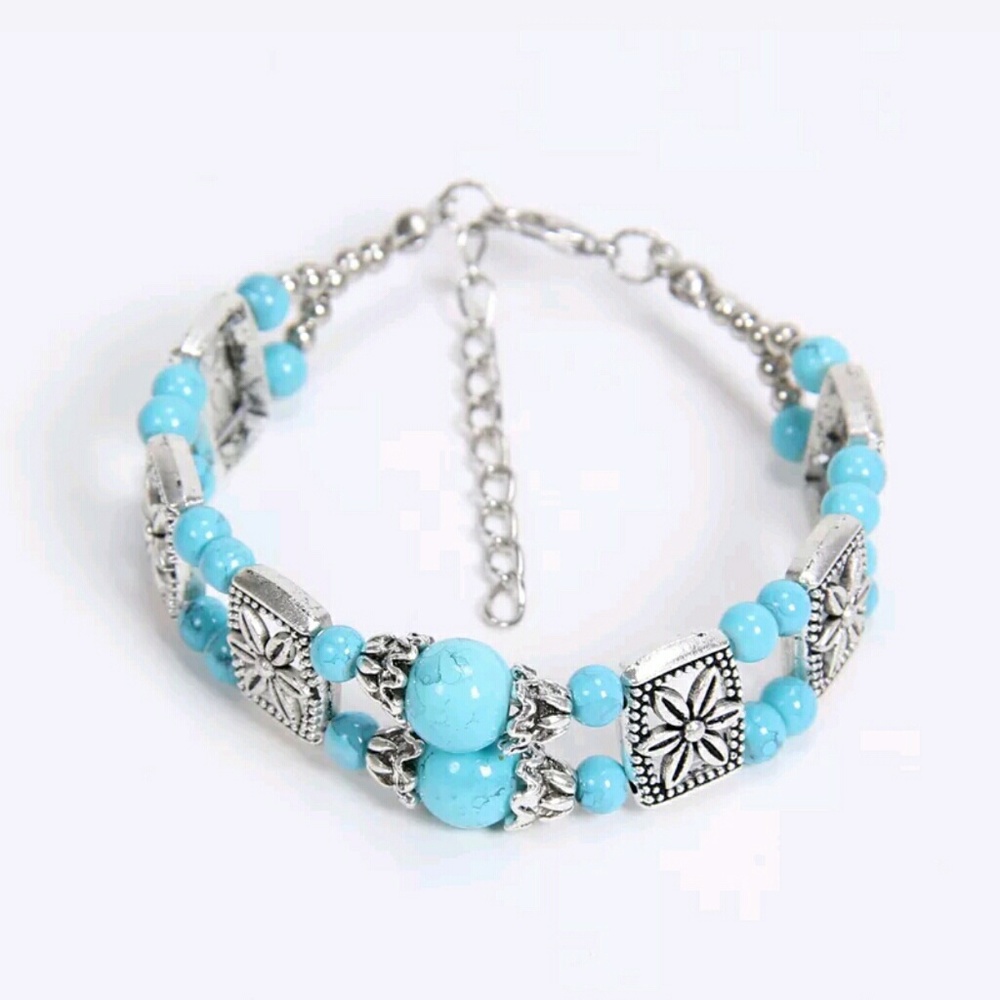 Turqouise, silver tibetan bracelet
