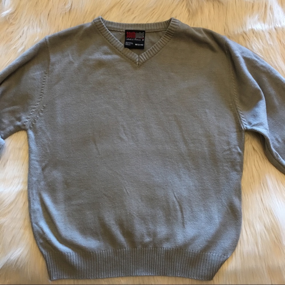 Boys Gray Vneck Sweater