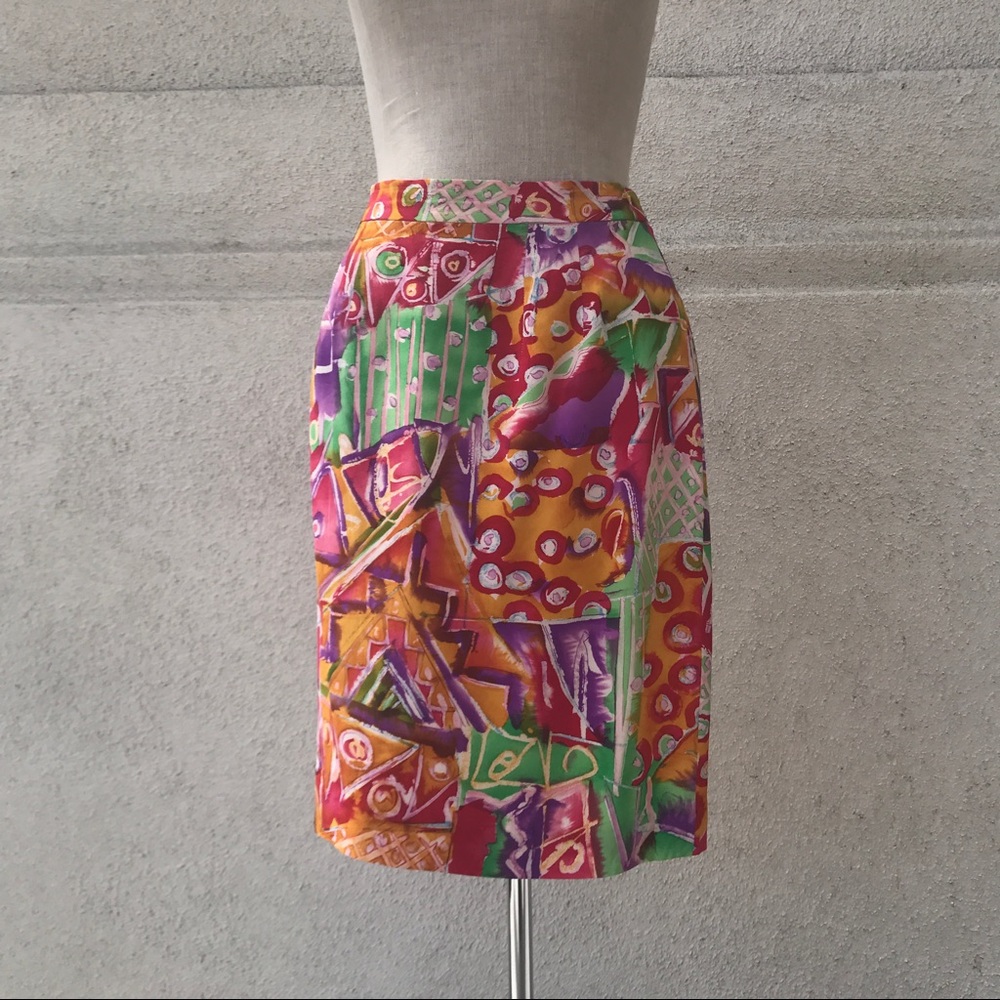 Vintage 90s Print Casual Pencil Skirt