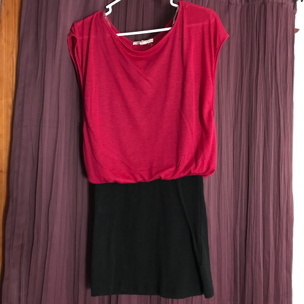 One piece red and black dress