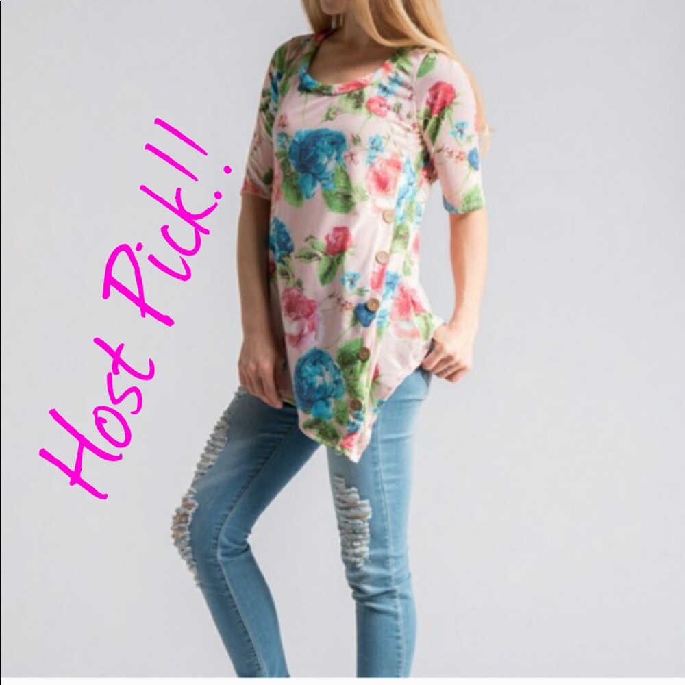 Floral Print Asymmetrical Top