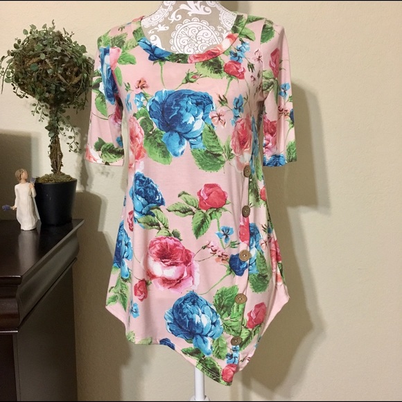 Floral Print Asymmetrical Top - Picture 3 of 6