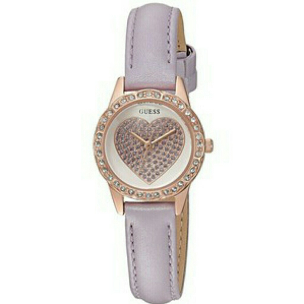 Womens guess watch purple genuine leather