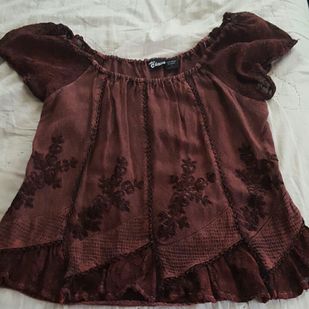 Burgundy embroidered top