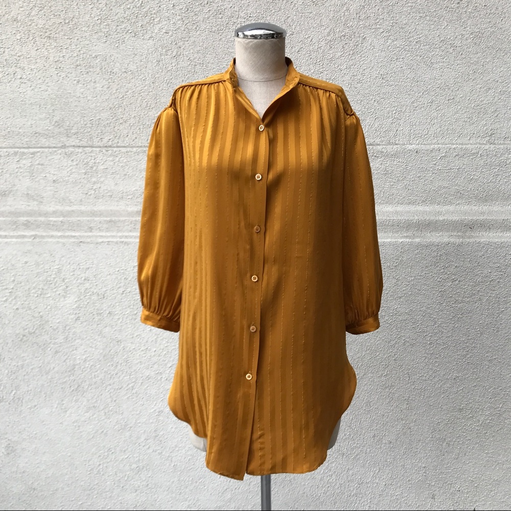 Vintage 100% Silk Blouse in Deep Gold / Mustard