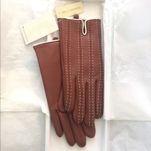 Etienne Aigner Leather Gloves/Cashmere Lining, L