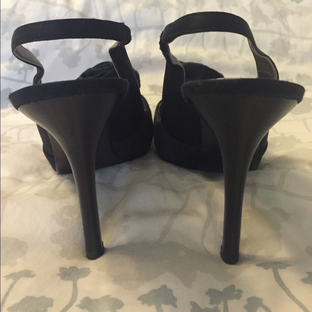 Guess Black satin rosebud sling back heels - Picture 3 of 4