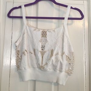 NWT Floral embroidered, lace, crochet crop top.