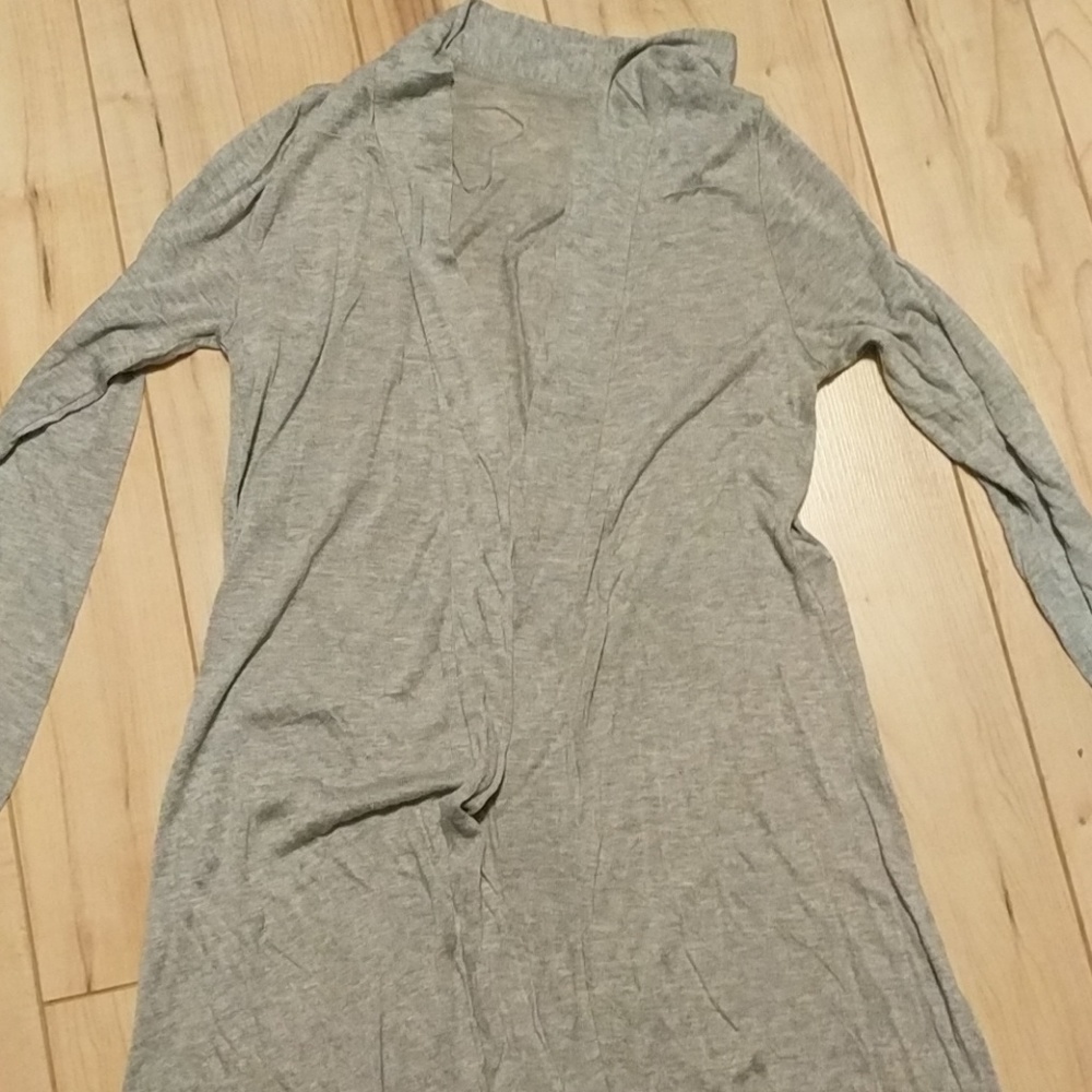 Gray Long Knee Length Lightweight Cardigan Jacket - Picture 3 of 3