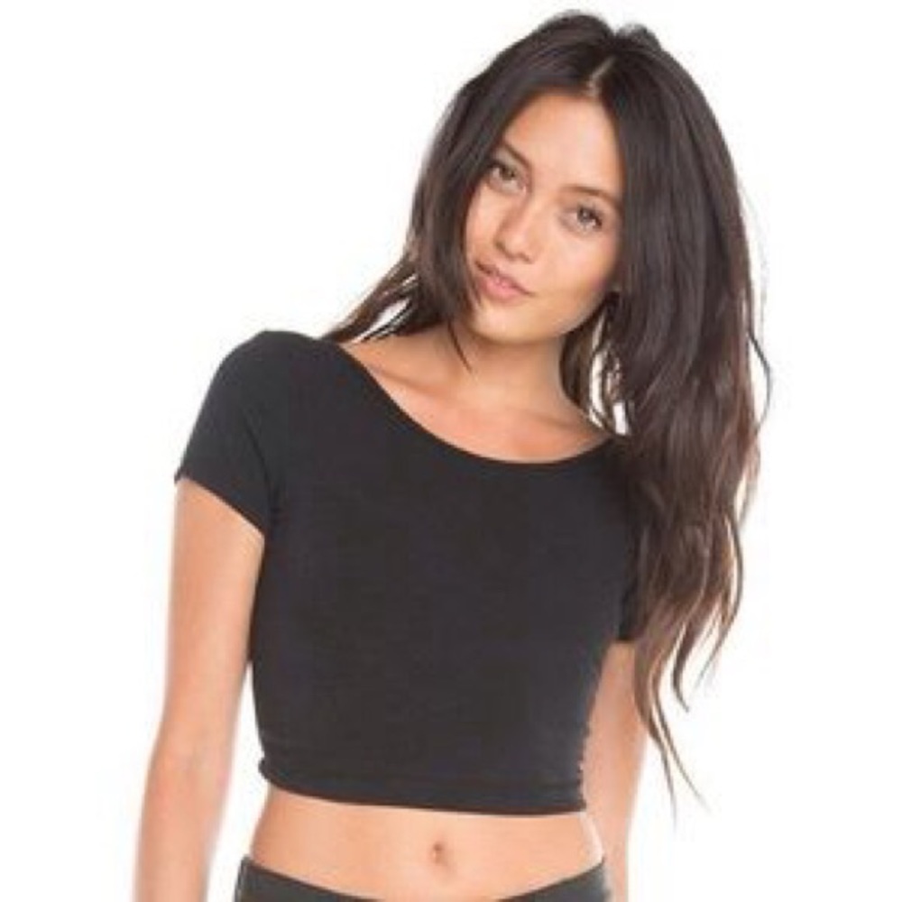 Brandy Melville Black Cropped Fitted Shirt