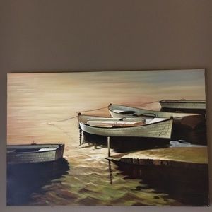 24x36 inch Oil painting of fishing boats