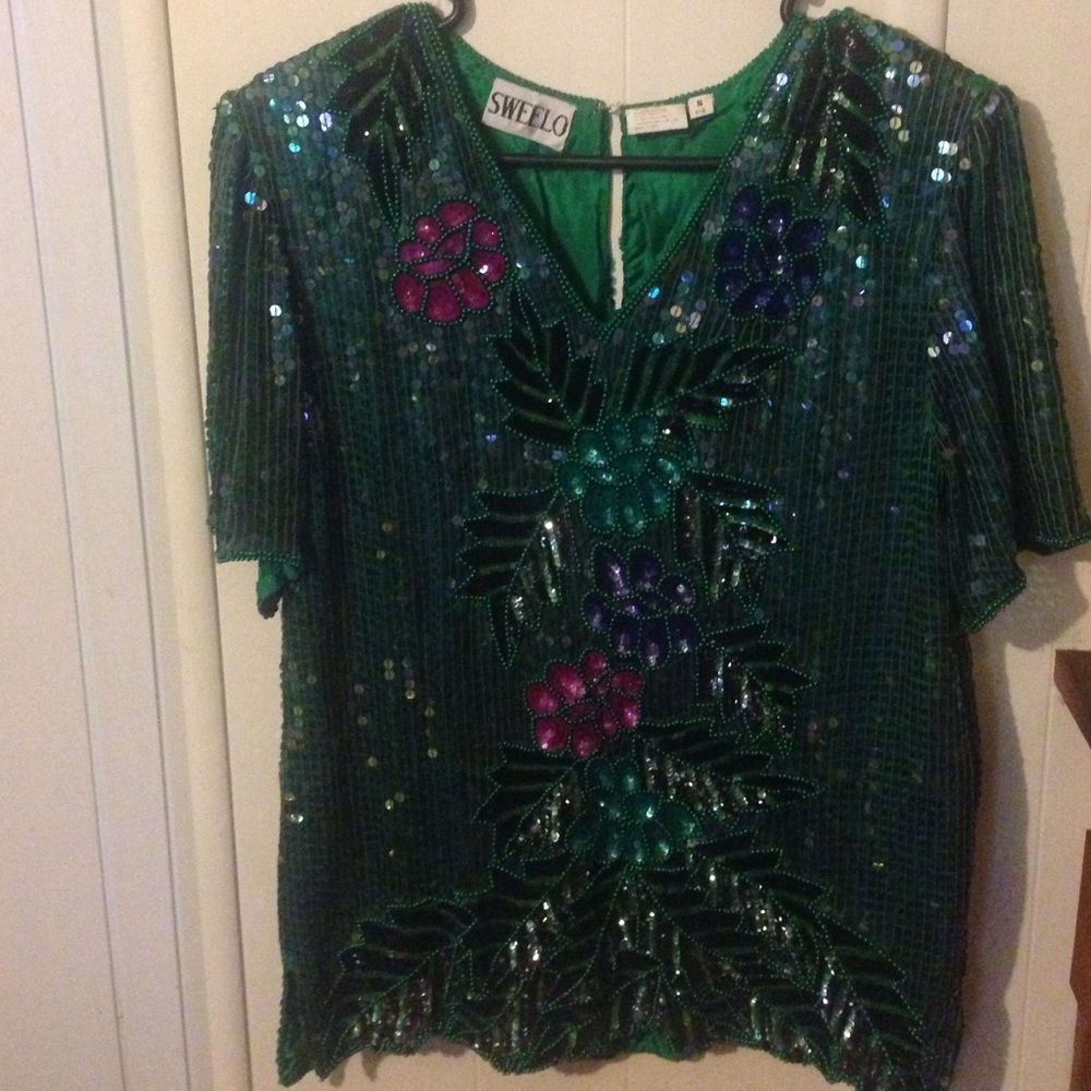 Vintage sequin and beaded evening top