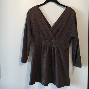 Brown Sparkly Vee Shirt